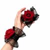 Lolita Gothic Cosplay Bracelets Red Rose Flower Wrist Cuffs New Hand Sleeve Gloves For Women