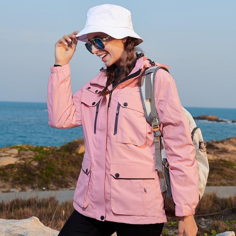 Men Women 3-in-1 Detachable Winter Outdoor Jacket With Down Insulated Liner Hiking Skiing Camping
