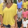 2026 European-American New V-Neck Pleated T-Shirt, Loose Fit, Short Sleeves In Candy Colors.