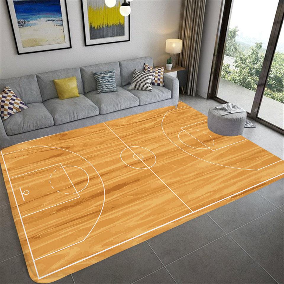 3D Basketball Court Printed Carpet Bedroom Bedside Living Room Sofa Table Area Rug Soft Large Size Floor Mat Doormat Home Decor
