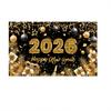 Black Gold 2026 New Year Backdrops Colorful Balloon Photo Background Party Background  Photo Studio
