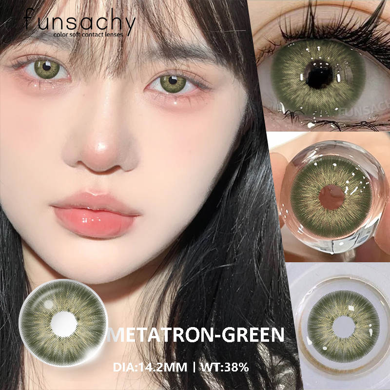 FUNSACHY 1 Paar koreanische farbige Kontaktlinsen für die Augen, modische Schüler, kosmetische natürliche Linsen, graue Linsen, weiche blaue Linsen, jährlich