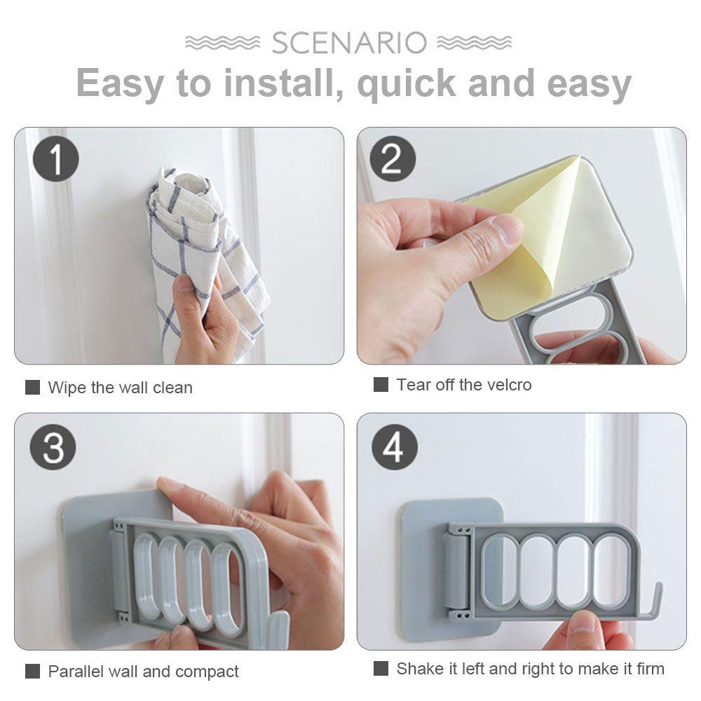 Strong Adhesive Seamless Stickers 4 Hole Clothes Hook Storage Swivel Hook Multifunctional Hanger
