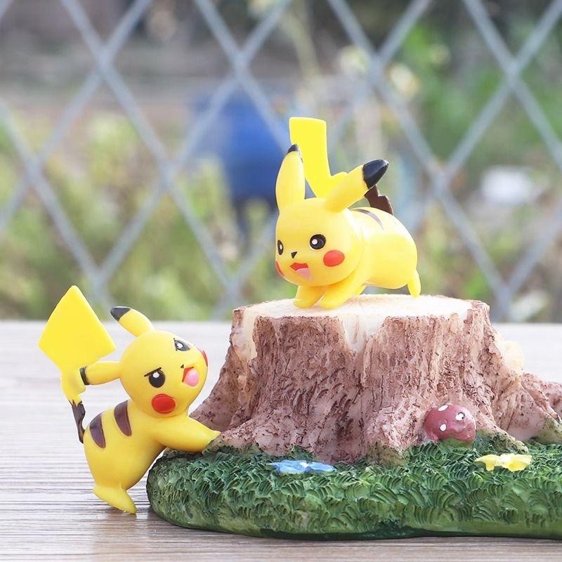 8PCS Pokemon Mini Figures Playthings Pikachu Psyduck Squirtle Bulbasaur Miniature Cake Succulents Ornaments Figure Props