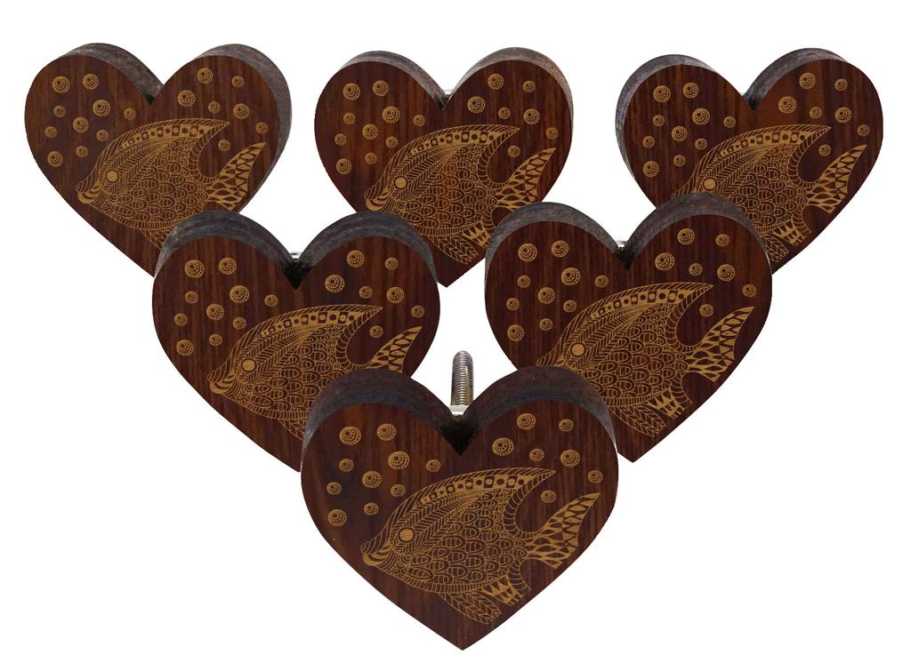 IBA Indianbeautifulart Braun Gravierte Knöpfe Packung mit 10 Hölzernen Schranktürknöpfen Schublade