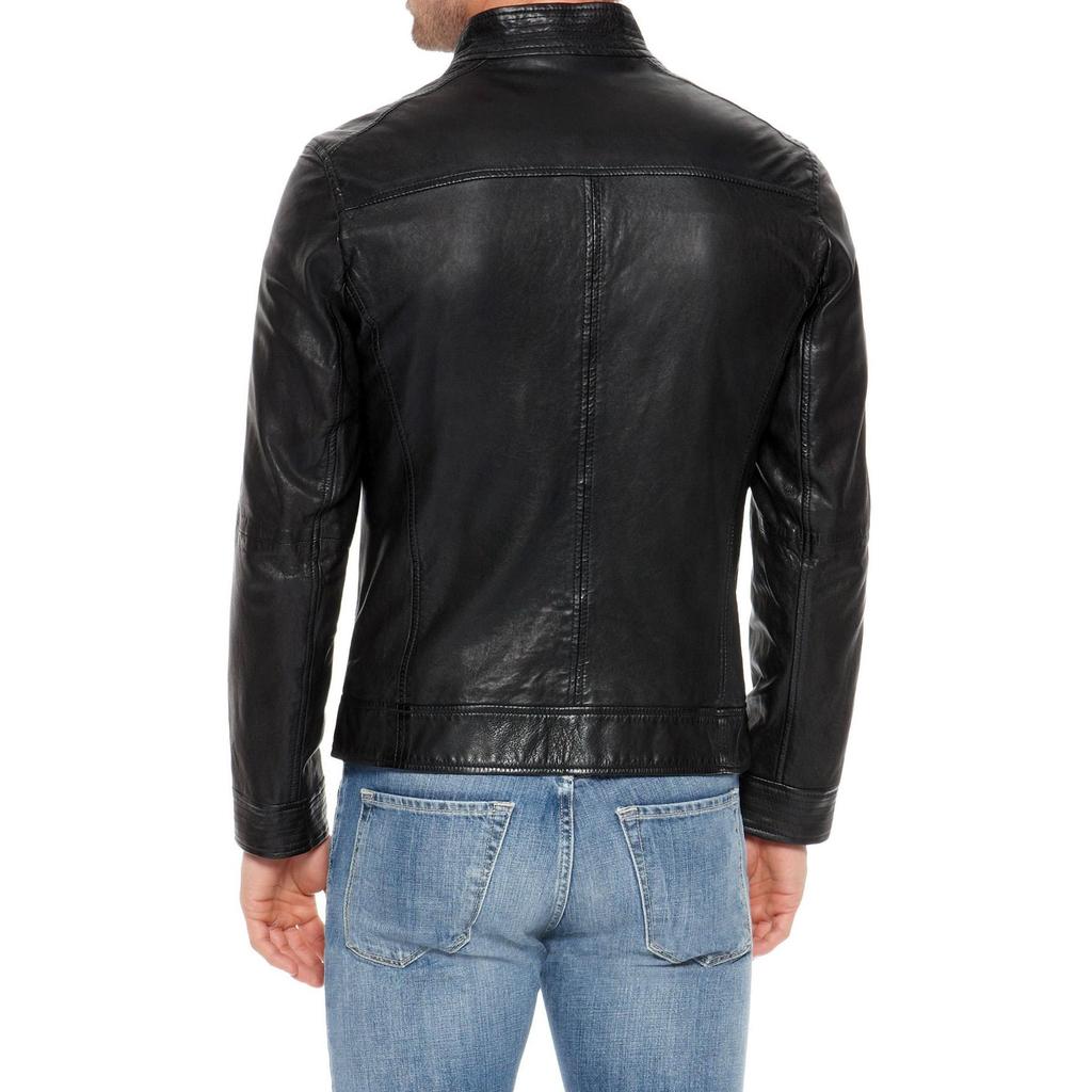 SkinOutfit Men's Genuine Lambskin Black Leather Jacket Stylish Motorcycle Bomber Biker Outerwear MJ 103