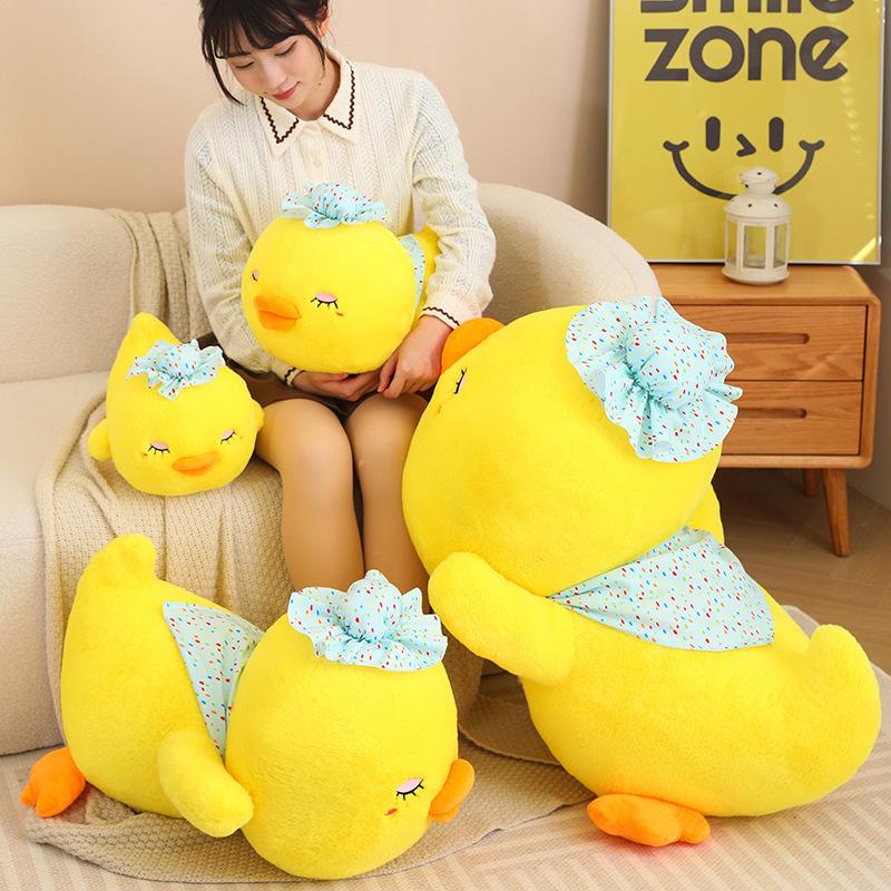 Cute duck throw pillow plush toy doll yellow duckling doll children sleep soothing doll