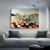 Salvador Dali Abstract Weird Canvas Painting Surrealism Chess Mask On Sea Poster Print Wall Art for Living Room Wall Decoration