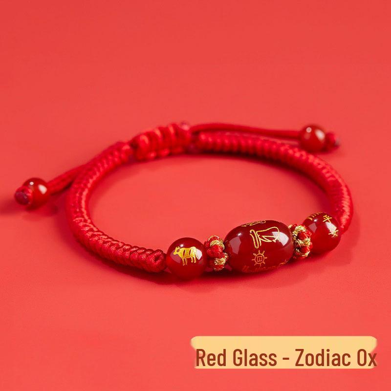 2026 Year of the Horse Zodiac Red Rope Bracelet - Women's/Men's Tai Sui Protective Charm for Horse, Rat, Ox, Rabbit Signs