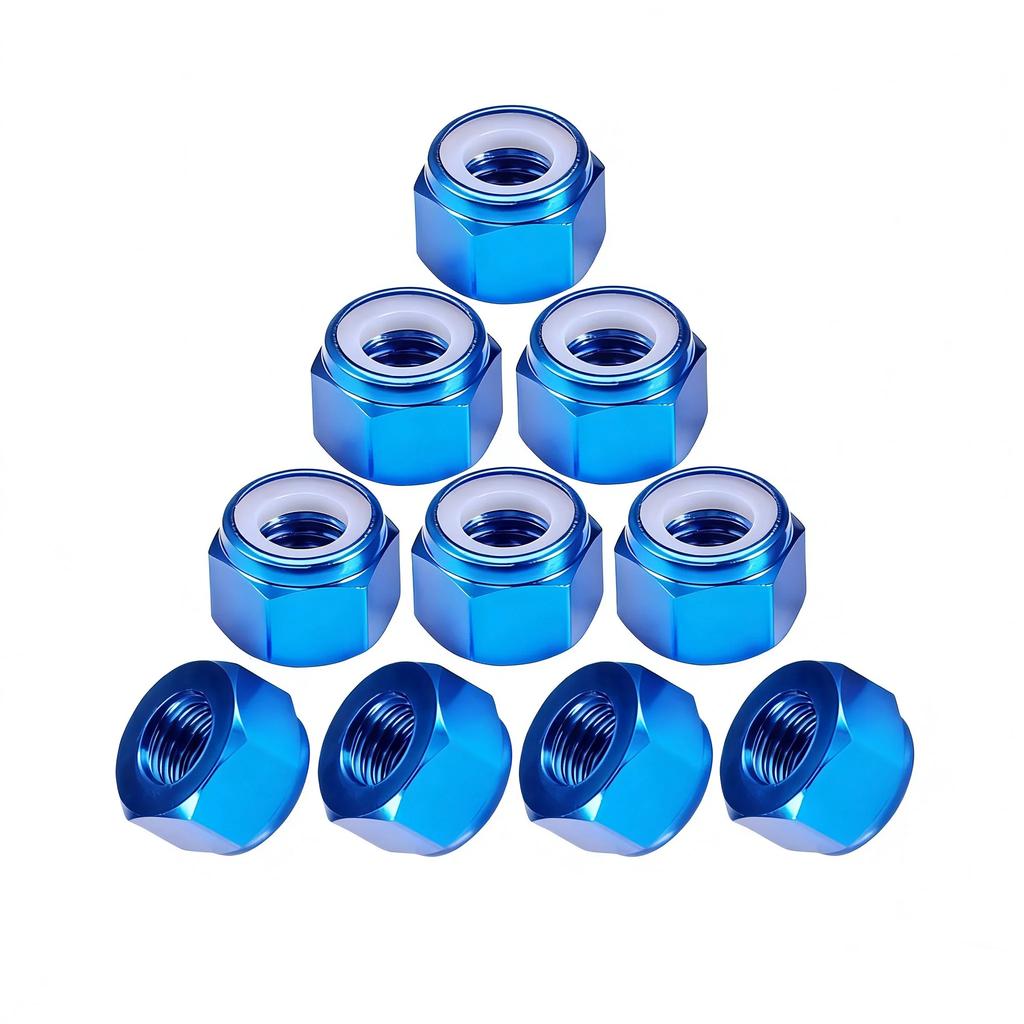 10 Pezzi Dadi autobloccanti con inserto in nylon M2-M5, Dadi esagonali antivibranti in alluminio 6061 per Droni, Applicazioni Automobilistiche ed Elettroniche