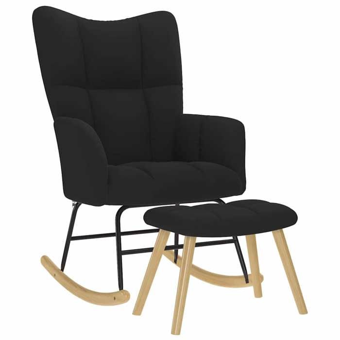 VidaXL Chaise à bascule avec repose-pied Noir Tissu, chaise, chaise de relaxation, fauteuil relax, chaise de salon, bascule, 4016802