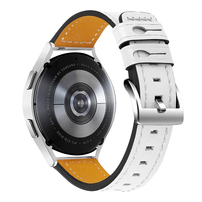 

For Garmin Vivoactive 3/Vivoactive 3 Music/Venu 20mm Watch Strap Cowhide Leather Wrist Band Replacement Watchband White