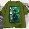 Kamado Tanjiro Tshirt Summer Demon Slayered Trendy Cool Tshirts Male 100 Cotton O Neck Plus Size Top Tees Short Sleeves