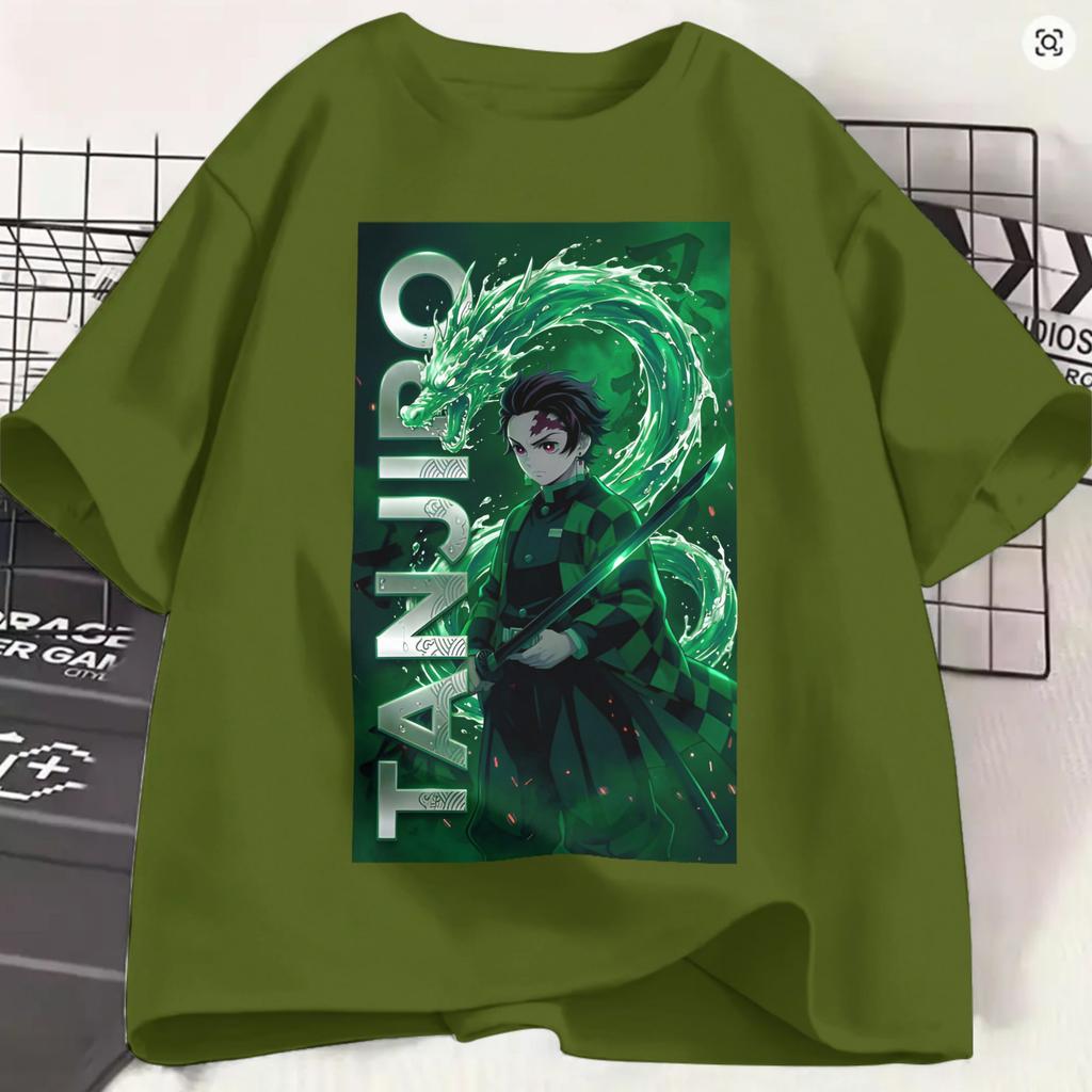 Kamado Tanjiro Tshirt Summer Demon Slayered Trendy Cool Tshirts Male 100 Cotton O Neck Plus Size Top Tees Short Sleeves