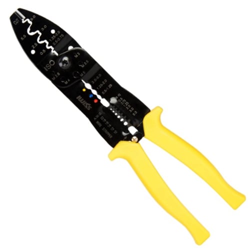 IWISS Cord Pliers, Electrician's Pliers for Crimping, Stripping, and Thread Cutting (Compatible with Open Barrel, Bare, and Insulated Terminals, WS-04