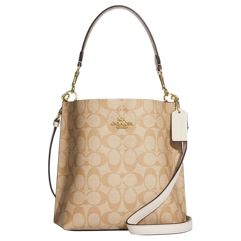 

COACH Mollie 22 Classic Metal Logo Signature Pendant Bucket Bag Hand Crossbody Bag Artificial Leather Shoulder Bag Small Women s Khaki золотий