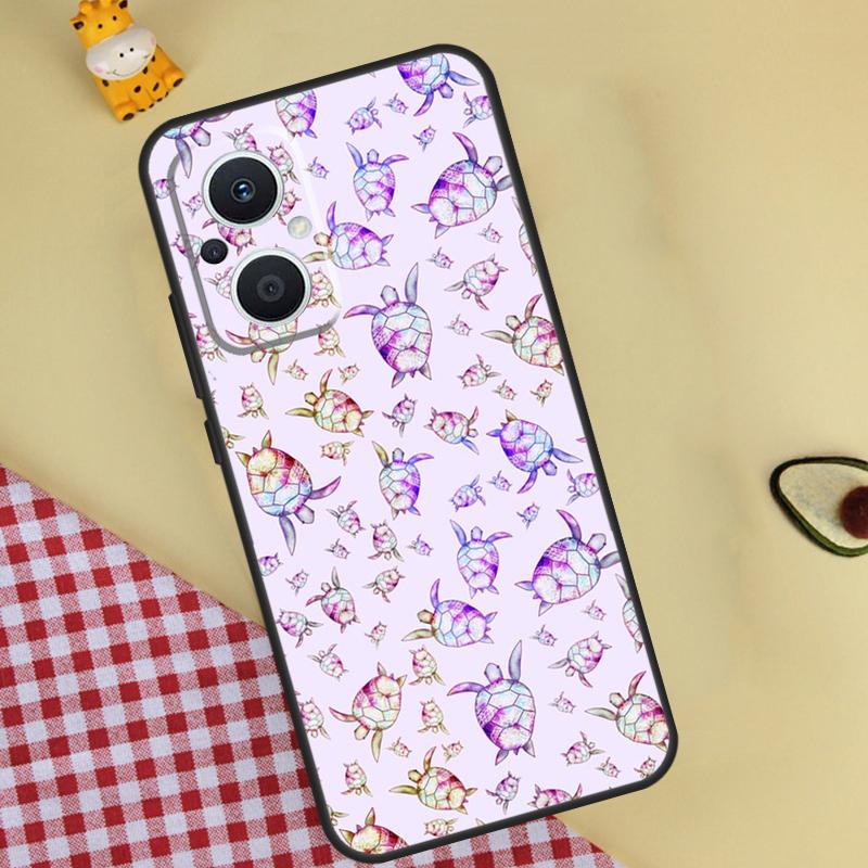 Cute Turtles Painted Phone Case For OPPO Reno 12 12F 13 13F 11 8T 7 8 10 Pro OPPO Find X8 X6 Pro X3 X5 Lite Cover