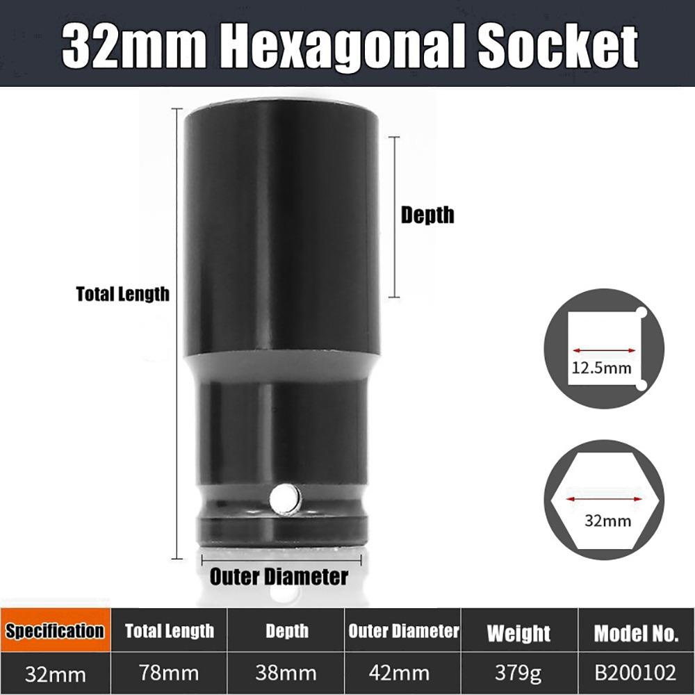 1Pcs 9-32mm Impact Wrench Drive Socket Electric Hex Standard Socket Head Adapter  Tire Removal Tool