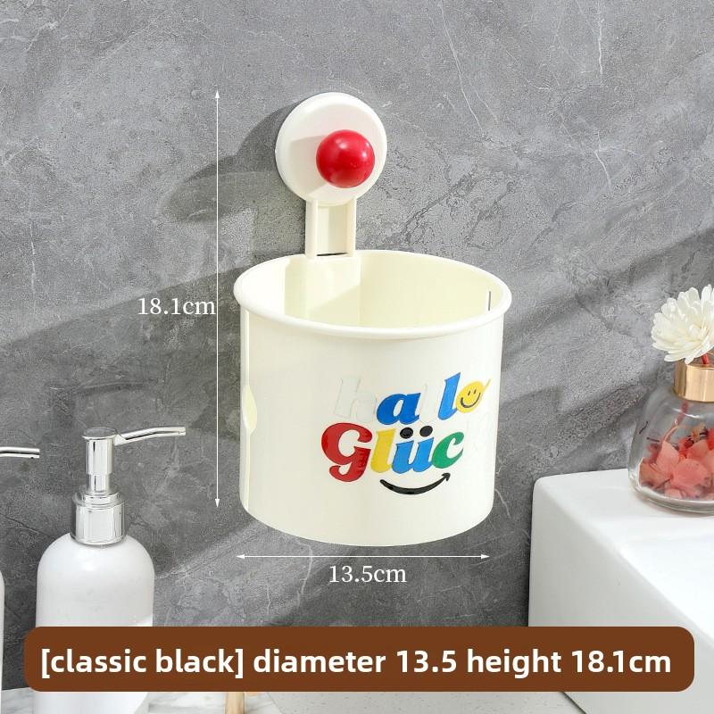 Multi Functional Wall Mounted Suction Cup Toilet Tissue Non Punching Storage Bucket белый