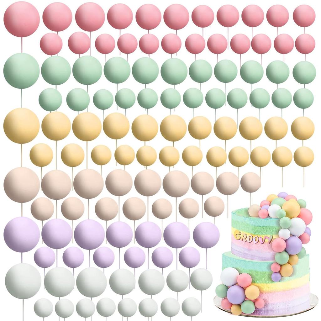 108 Stück Kugeln Kuchenaufsatz Ballons Cupcake-Aufsatz DIY Kuchen Einstecker Aufsatz Schaumstoff Kuchenkugeln Backdekoration für Hochzeitsfeier