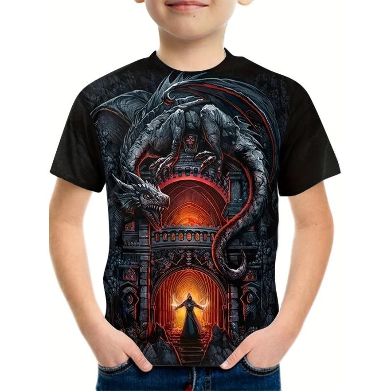 Children's Clothing Boys Tshirt Short Sleeve Child T-Shirt 3D Dinosaur Print Casual Kids Summer Clothes Girls Clothes Tops Tee