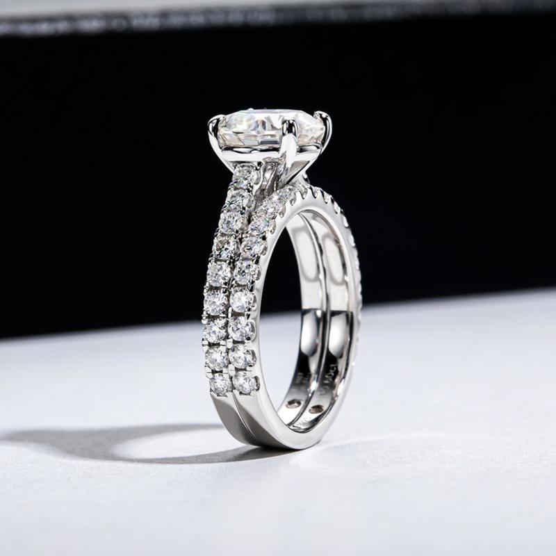 Bague Ringen Inel de lux Moissanite Culoare D 3.0 Ct Bijuterii pentru femei din argint 925 cu design cu patru gheare Seturi de mireasă pentru nuntă