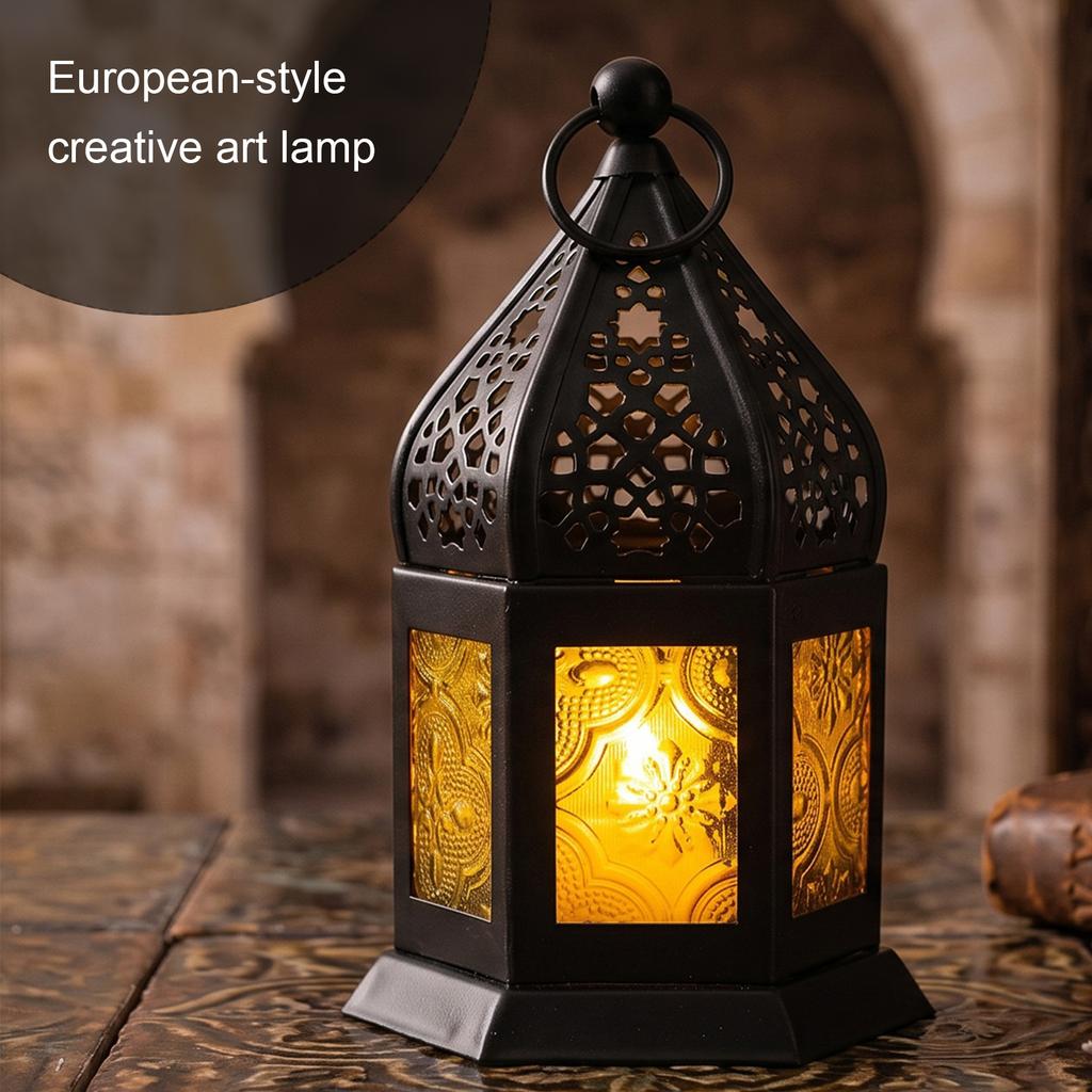 Metal Decorative Lanterns Hollowed-Out Design Vintage Candle Lanterns with Top Hanging Ring for Patio&Porch&Ramadan&Home Decor
