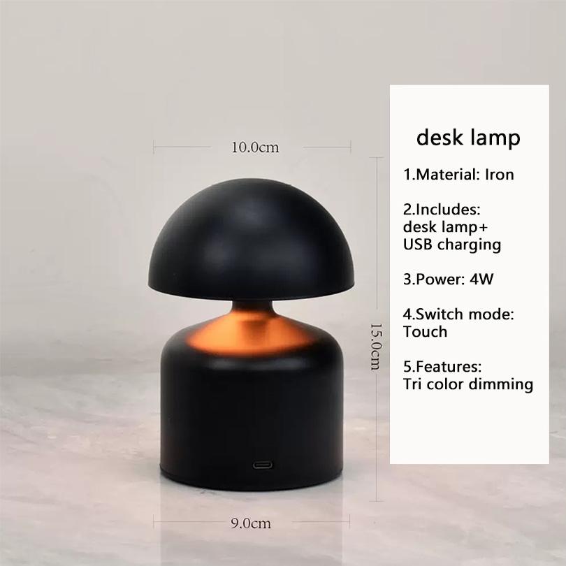 LED Table Lamps USB Rechargeable Touch Dimming Night Light 3 Color Cordless Atmosphere Bedroom Bedside Reading Lamps Decor Light