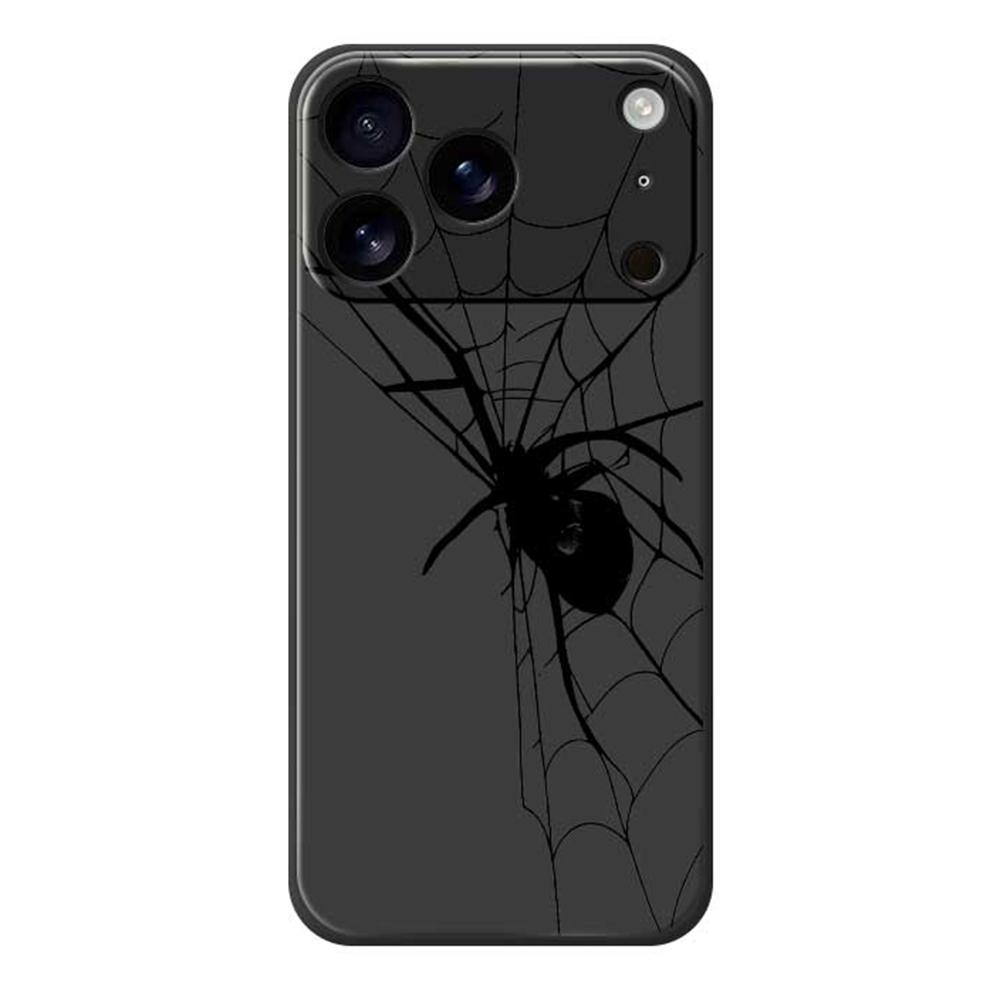 

For iPhone 17 Pro Case Spider Pattern Printing Straight Edge TPU Phone Back Cover Black