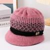Mom's Winter Fleece-Lined Knitted Basin Hat for Elderly Women