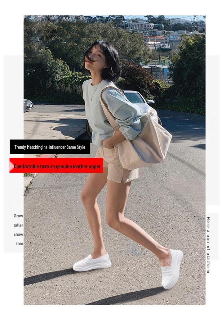 Women's White Slip-on Sports Shoes: 2026 Summer, Thick Sole, Versatile, Comfortable & Casual