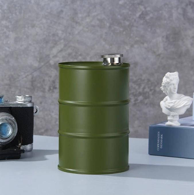 1Pc 25oz Water Bottle Drums Whisky  Portable Stainless Steel Hip Flask