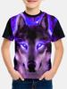 Animal Wolf Pattern 3d Printe Children's Tops Summer Boy's Round Neck Casual Short Sleeve Comfortable Kids Clothes T Shirt
