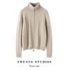 Women's Cable Knit Cashmere Zipper Cardigan - 100% Pure, Versatile, Casual Sweater Coat for Autumn & Winter.