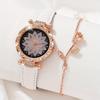 Women's Watch Flower Fashion Quartz Watch Sparkling Rhinestone Analog Wrist Watch & 1pc Rose Flower Bracelet, Gift For Mom Her