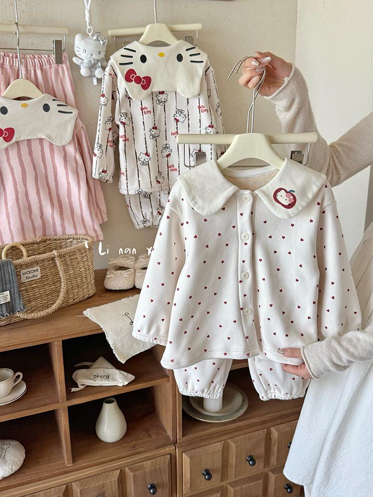 88277 Girls' Velvet Pajama Set - New 2025 Autumn/Winter Home Wear for Kids