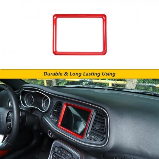 Car Navigation GPS Screen Cover Trim Frame for Dodge Challenger 2015+ Red ABS