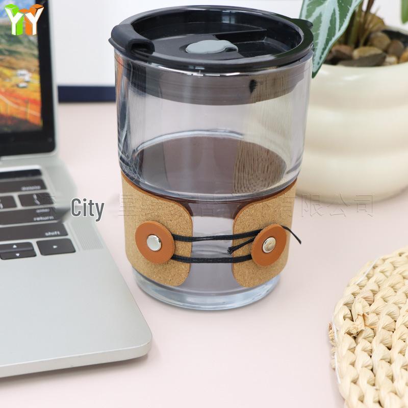 Eco-Friendly Cork Leather Cup Sleeve - Portable Wood Grain Insulated Sleeve for Outdoor Travel