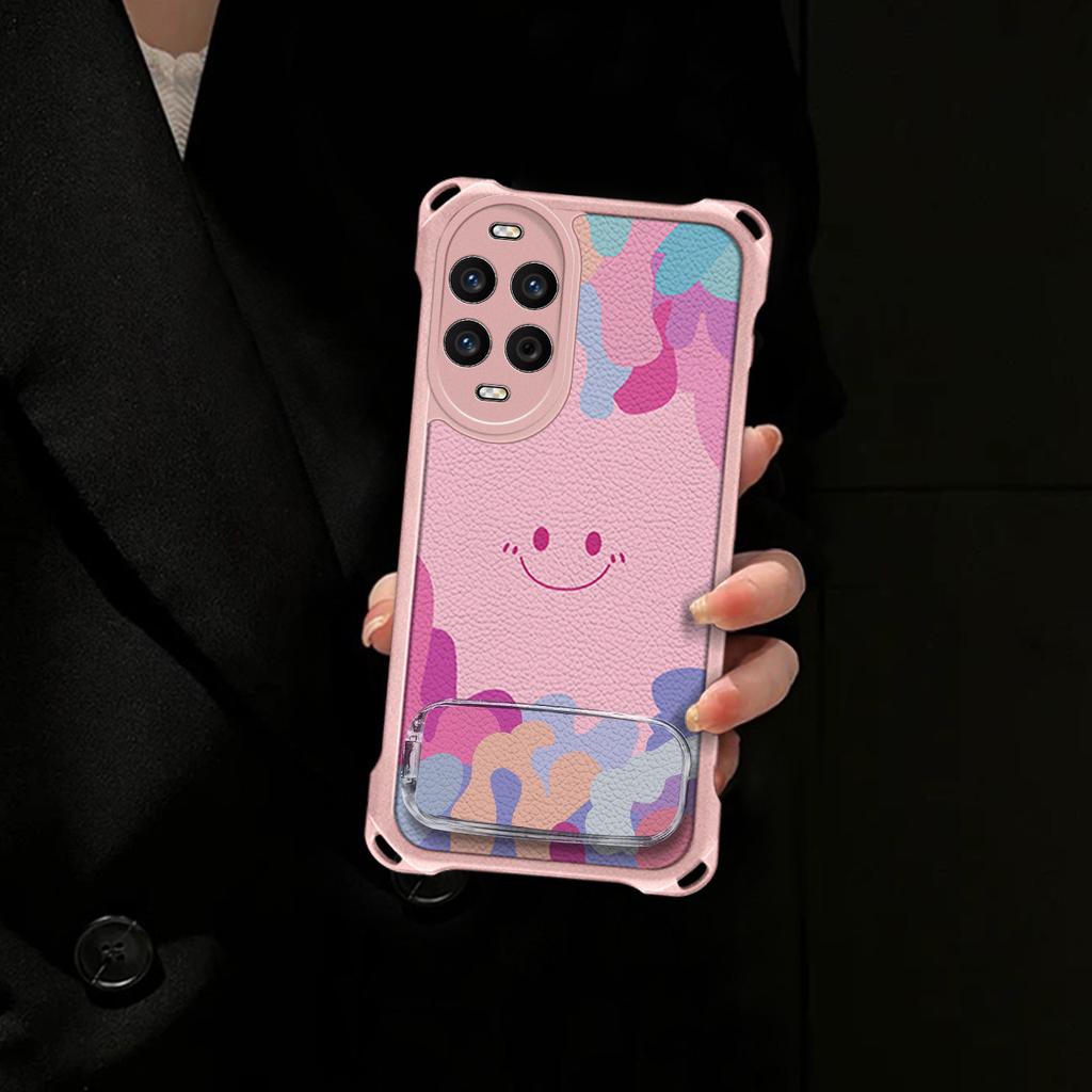 Smiley face is suitable for Huawei nova15 mobile phone case nova14 bracket case nova13/12 simple 11/10 with lanyard.