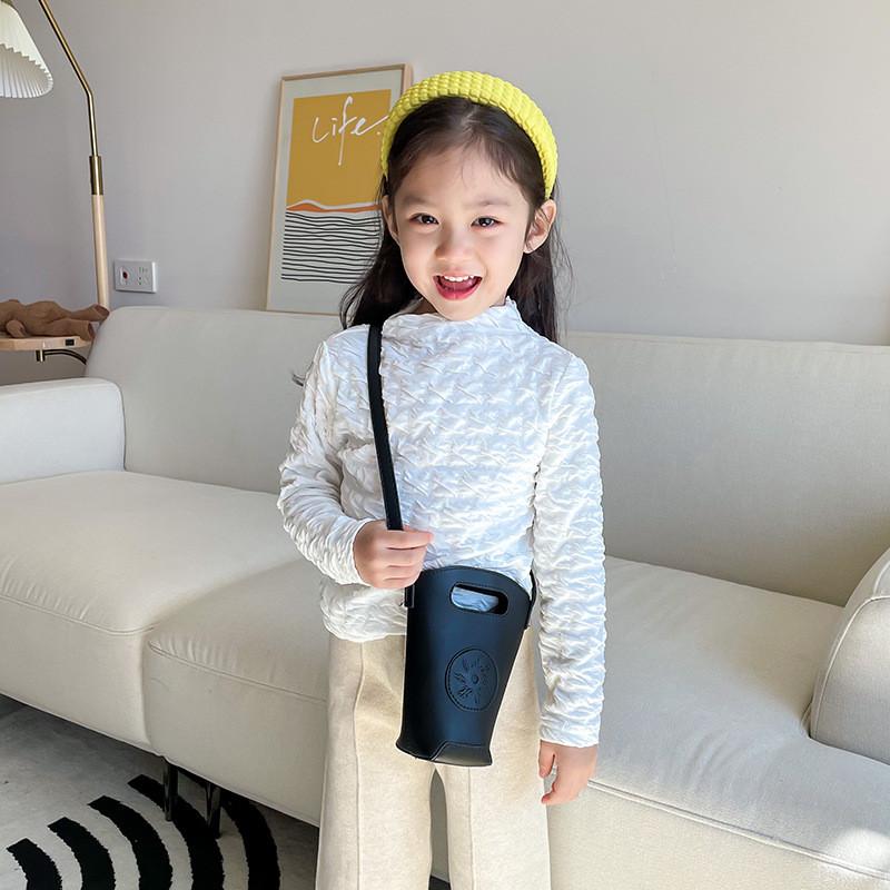 Stylish Mini Pu Bucket Bag For Kids Modern Chic Single Shoulder Crossbody Purse
