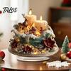 Retro Christmas House Centerpieces Acrylic Table Decoration, Double-sided Winter Snow Village/Candle/Teapot Ornament European Style Ornaments