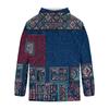 Men's Vintage Hoodie with Print and Patchwork Design, Single Pocket Casual Top