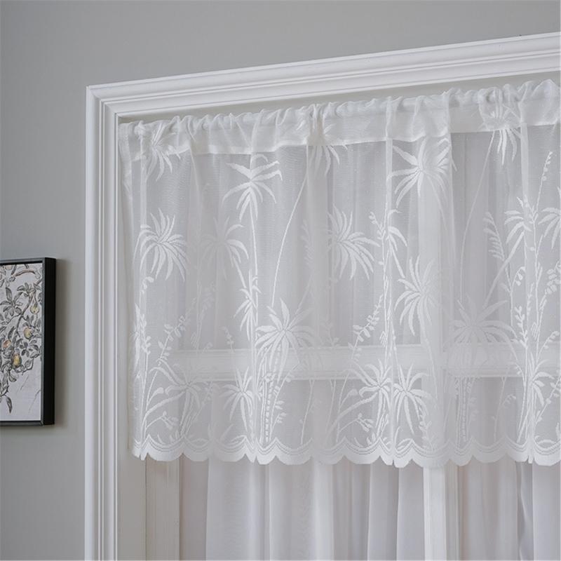 Breathable Sheer White Curtains for Window Stylish Lace Designs Kitchen Dining Decoration
