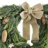 20 Inch Christmas Wreath for Front Door Real Touch Norfolk Pine Wreath with Cow Bell Pine Cones And Bow Faux Greenery Wreath for Window Wall Farmhouse