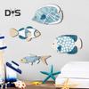 Lot de 4 décorations suspendues en forme de poisson, bords lisses, sans bavures, ornements décoratifs en bois