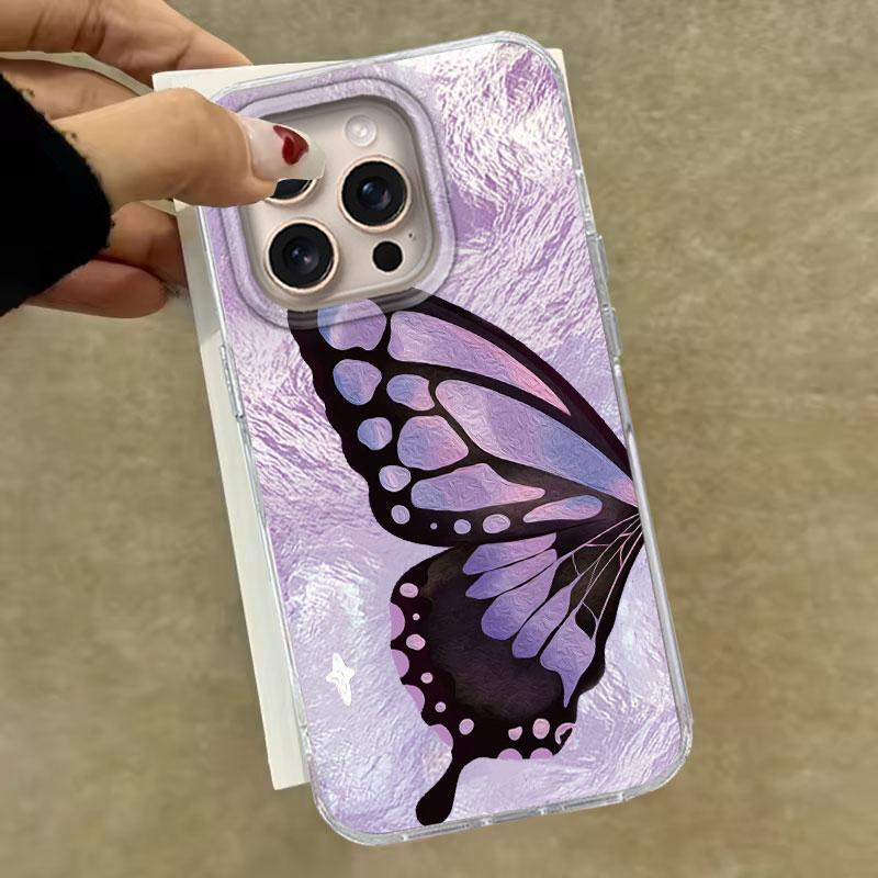Case For IPhone 16 15 13 Plus Pro Max 7 14 Pro 5G Phone Cover Purple Butterfly Gradient Pattern For IPhone 16e Protective Bags