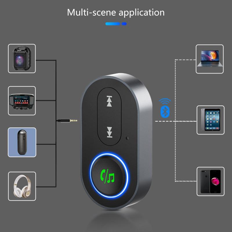 Bluetooth-compatible Receiver Wireless  Adapter 3.5mm Aux Handsfree with Mic Music Receiver Support Voice Broadcast
