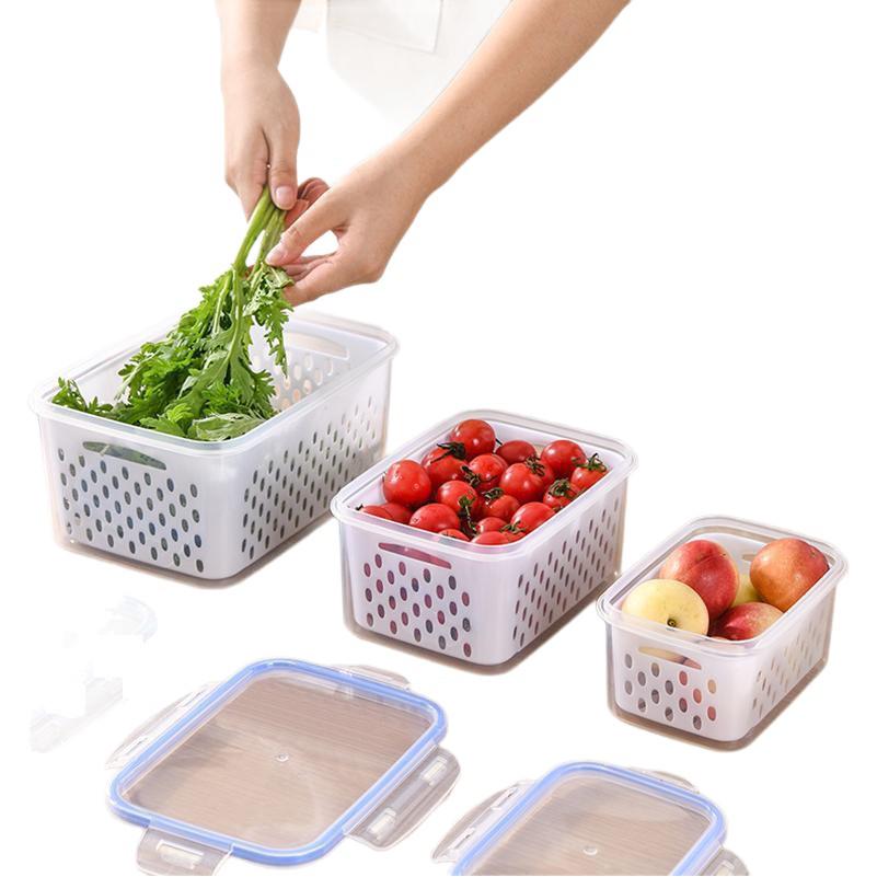 Double-layer Sealed Fresh-Keeping Storage Container with Lid for Refrigerators