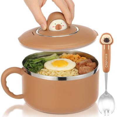 Stainless Steel Ramen Bowls 40.6 Oz Noodle Bowls with Spoon and Lids Large Capacity Ramen Noodle Bowl for Kitchen Accessories