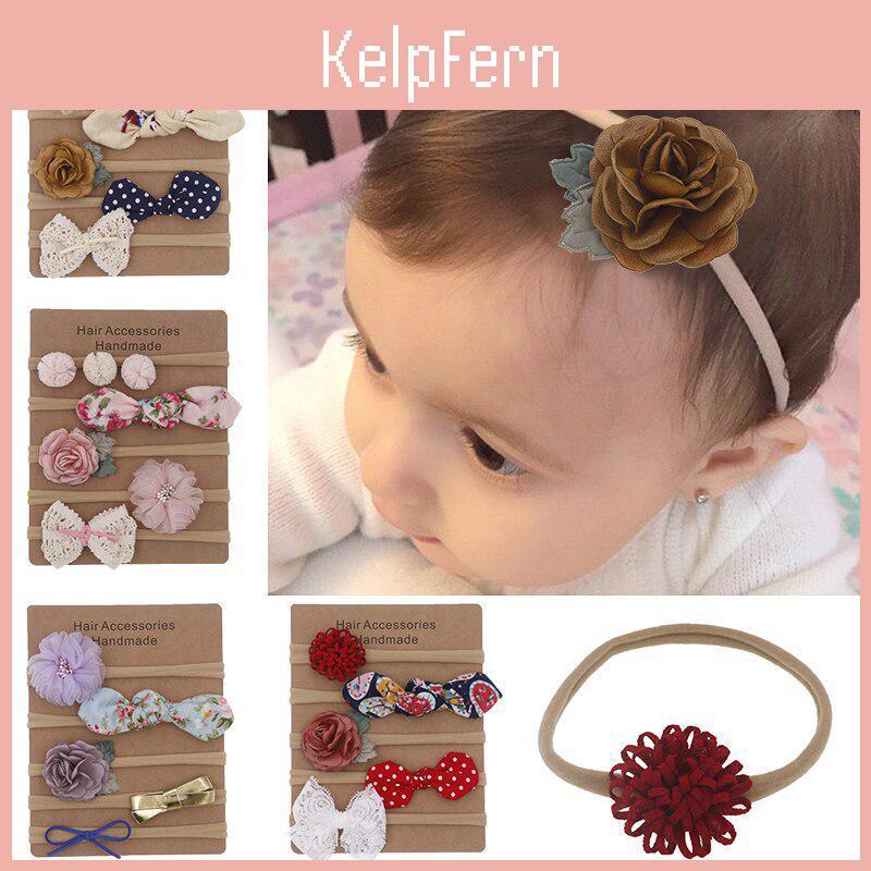 Baby Blumenstirnband 5er-Set Nylon-Schleifen Elastische Kinder-Turban-Haarbänder Für Mädchen Haarschmuck